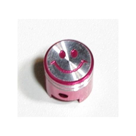 Bouchon de valve smiley alu anodise rouge