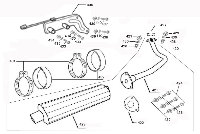 Chicane de pot d'échappement pour moteur GY6 50 4T Evo